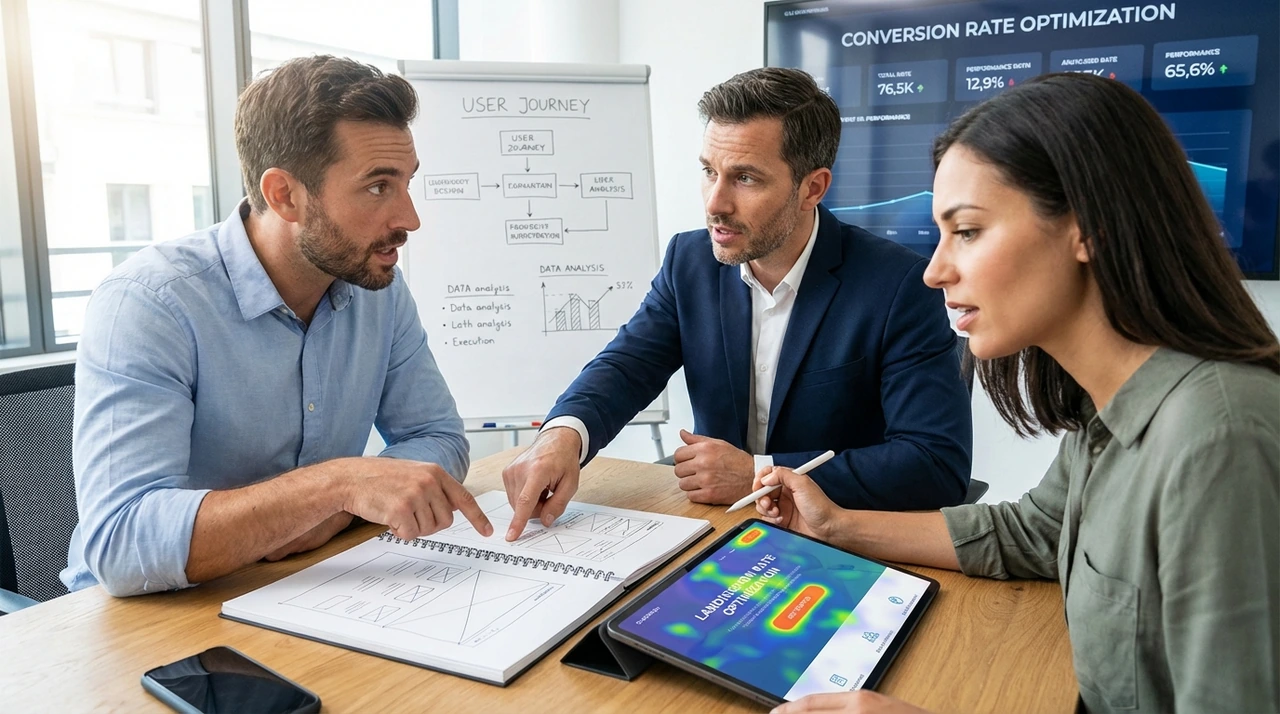 Elementos de uma landing page de alta conversão, como oferta, prova social e CTA